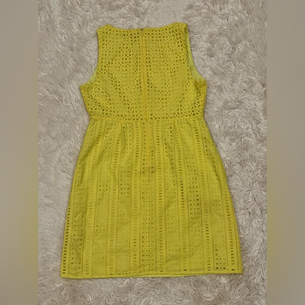 Madewell J. Crew Women’s Eyelet Lined Trail Lace Cotton Shift Dress Sz 6 Yellow - Picture 4 of 8